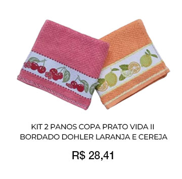 Kit 2 Panos de Prato - Dohler - Laranja e Cereja