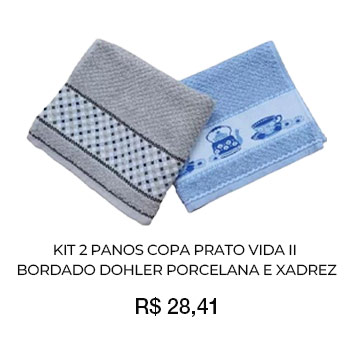 Kit 2 Panos de Prato - Dohler - Porcelana e Xadrez