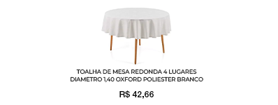 Toalha de Mesa Redonda 4 Lugares - Branco